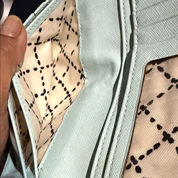 kate spade Mint Green Saffiano Wallet with Gold Logo - Picture 4 of 7